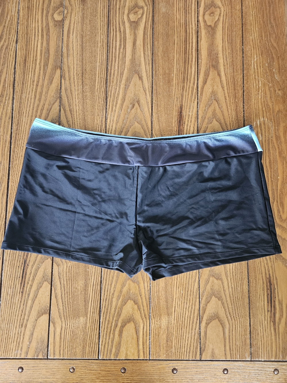 🌹Black Active Swim Shorts with Teal Waistband, Size 2X